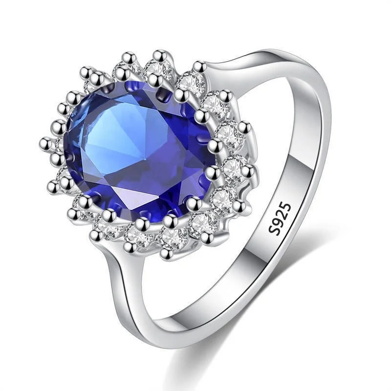 Top Trends: Princess Cut 3.2ct Created Blue Sapphire Ring Original 925 Silver Charms Engagement Jewelry Rings For Women Shoppable Styles