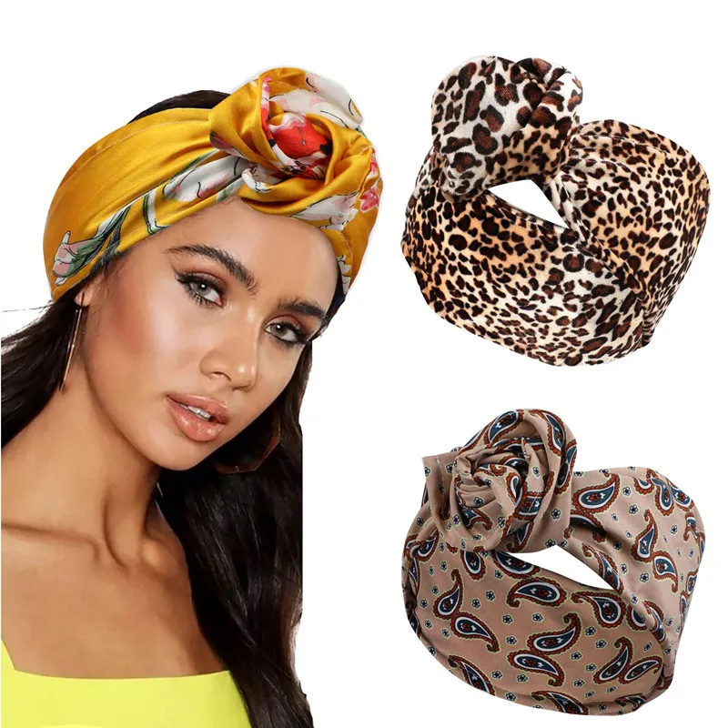 Top Trends: 2022 New Fashion Women Folding Iron Wire Headband Bohemian Girl Cross Turban Bandanas Print Hairbands Hair Accessories Shoppable Styles