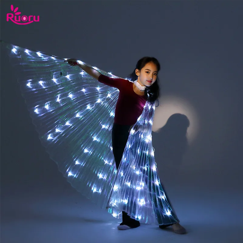 Top Trends: Ruoru Girls Led Wings Costume Egyptian Belly Dance Isis Wings For Kids Luminous LED Angel Wings Belly Accessories For Child Shoppable Styles