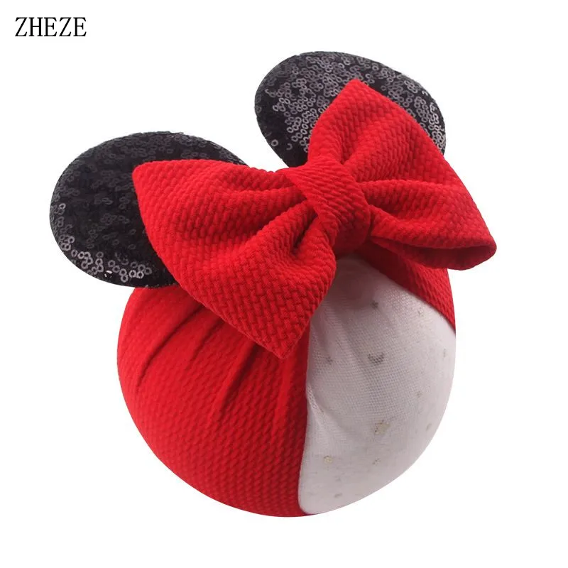 Top Trends: 2024 Popular 5" Hair Bow Headwrap Turban Girls Glitter Sequins Mouse Ears Headband For Kids Festival DIY Hair Accessories Shoppable Styles