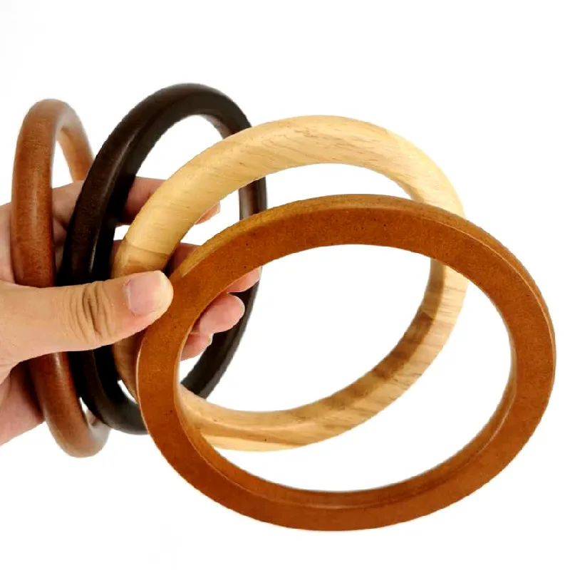 Top Trends: 1 Pair Round Shaped Wooden Handle Replacement DIY Purse Handbag Bag Handles Ring Portable Bag Strap Tote Bag Accessories Shoppable Styles