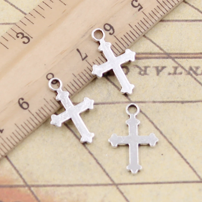 Top Trends: 30pcs Charms Double Sided Cross 19x12mm Tibetan Silver Color Pendants Antique Jewelry Making DIY Handmade Craft Shoppable Styles