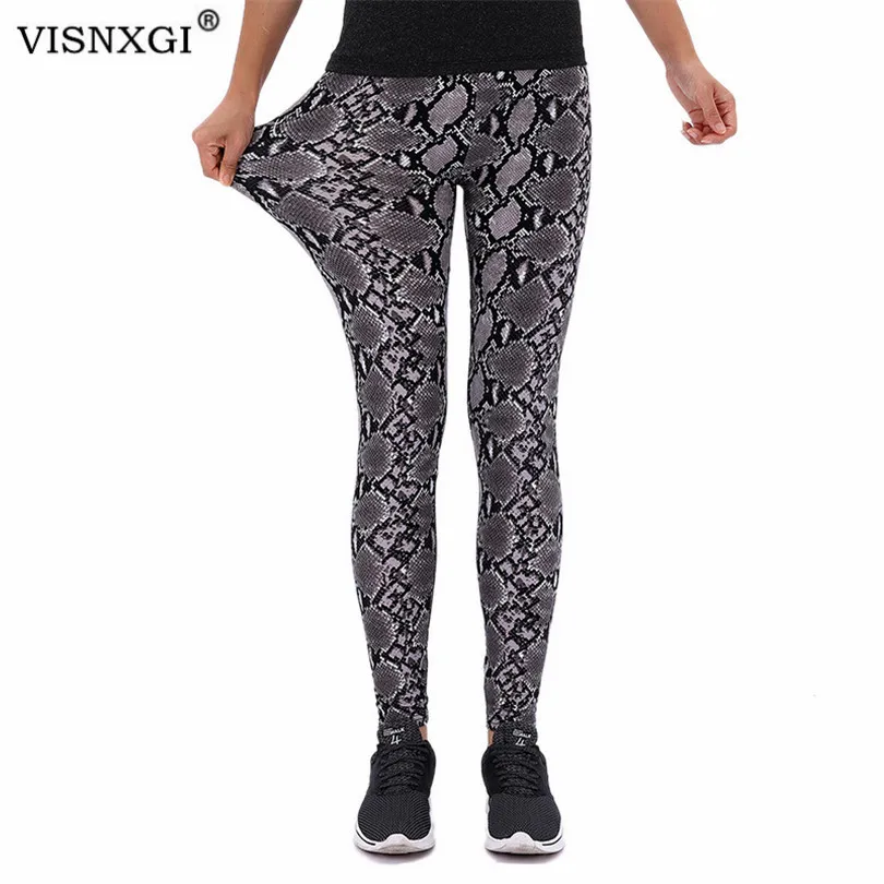 Top Trends: VISNXGI Snake Print Leggings Women Fitness Pants Sports High Waist Workout Push Up Trousers Ankle-Length Black Red Plaid Bottom Shoppable Styles