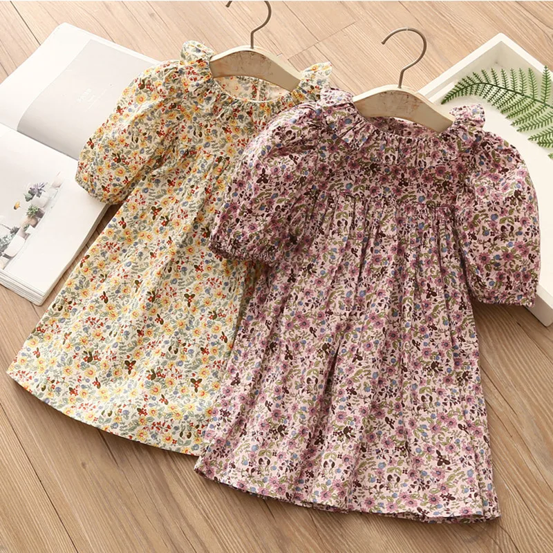 Top Trends: 2024 New Fashion Summer 2 3 4 6 8 10 12 Years Children Short Sleeve Full Print Floral Flower Cotton Dresses For Baby Kids Girls Shoppable Styles