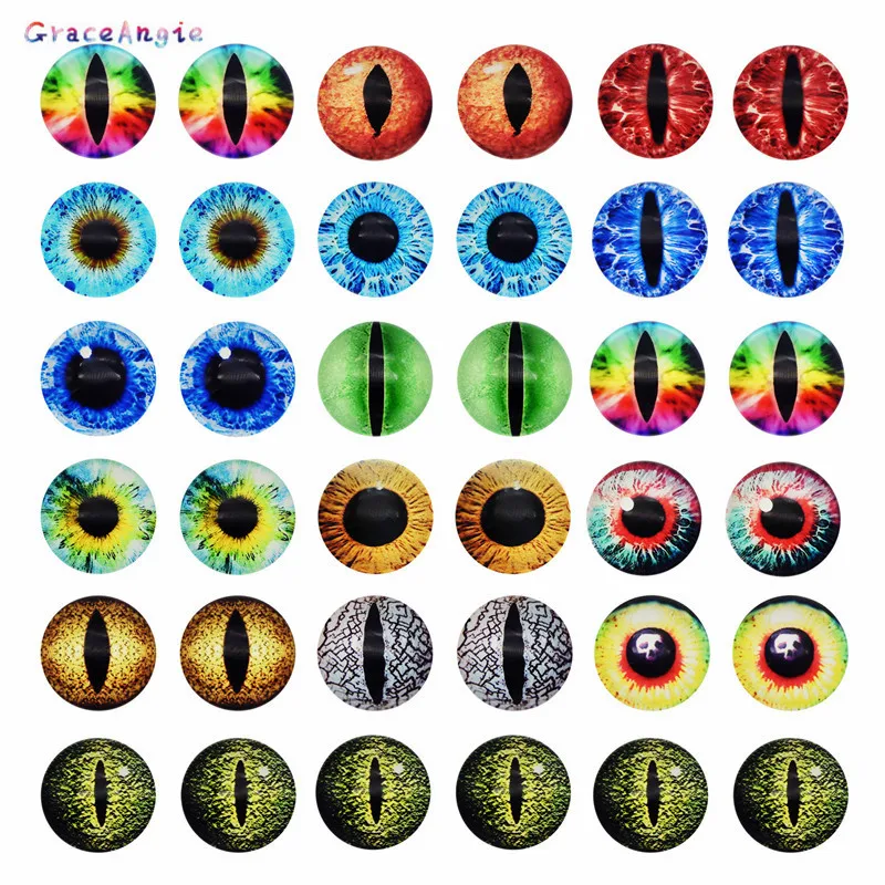 Top Trends: 10-50PCS Glass Eyes Cabochons Round 6MM-30MM Round Dome Dragon Eye Animal Eye For Craf DIY Jewelry Accessory MIX Pupil Eye Cameo Shoppable Styles