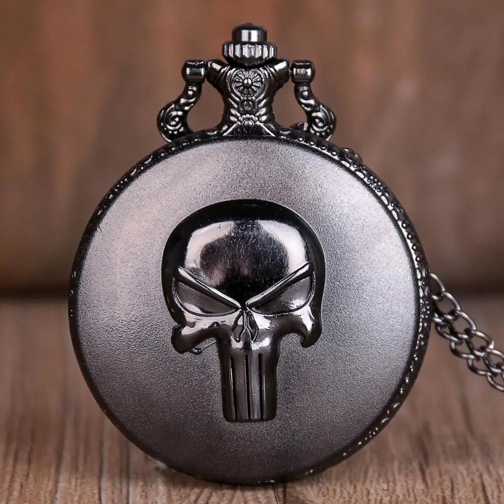 Top Trends: Retro Anime Skull Quartz Pocket Watches For Men Women Antique Black Pocket Watch With Necklace Chain Watches Best Gift Shoppable Styles