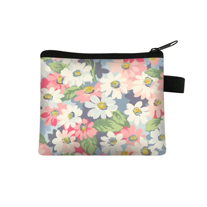 Top Trends: New Mini Fresh Floral Wallet Women&#039;s Portable Card Bag Coin Key Storage Bag Hand Bag Small Square Bag Coin Purse Pochette Sac Shoppable Styles