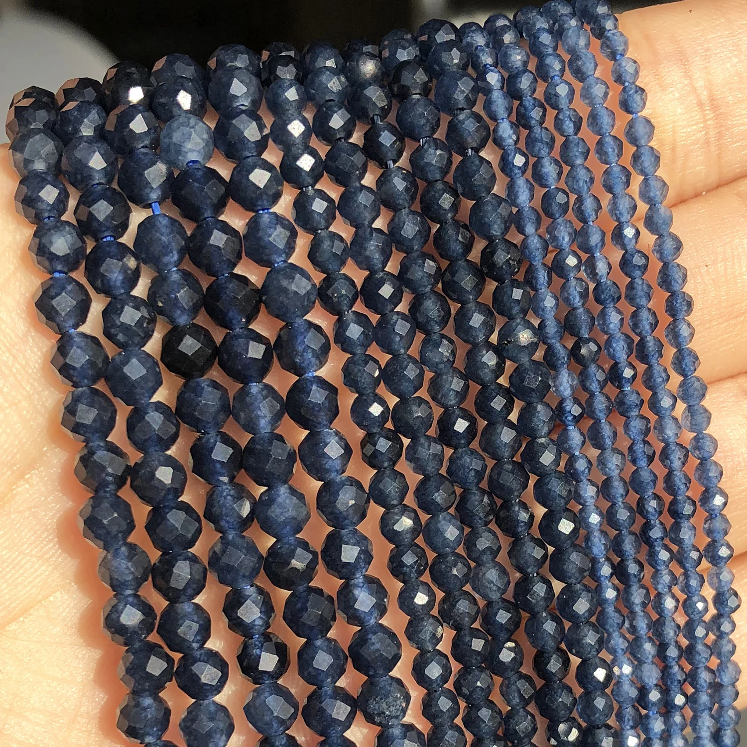 Top Trends: 2 3 4mm Natural Faceted Blue Sapphire Stones Loose Spacer Beads For Jewelry Making DIY Bracelet Earrings Accessories 15&#039;&#039;Inch Shoppable Styles