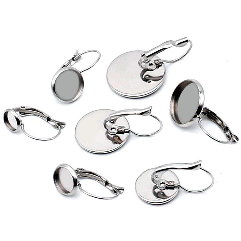 Top Trends: 10pcs Stainless Steel French Hook Earring Fit 8 10 12 14 16 18 20 MM Cabochon Cameo Setting Blank Base Bezels DIY Jewelry Making Shoppable Styles