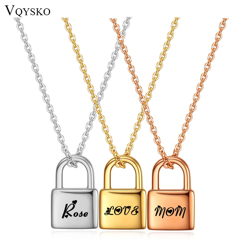 Top Trends: Customize Aesthetic PadLock Pendant Necklaces For Women Brand New Stainless Steel Rolo Cable Chain Jewelry Necklace Gifts Shoppable Styles