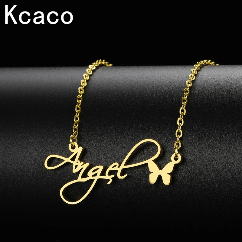 Top Trends: Kcaco Custom Necklace Butterfly Pendant Stainless Steel Gold Chain Personalized Name Necklaces Choker Jewelry Necklace For Women Shoppable Styles