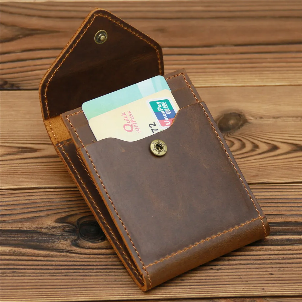 Top Trends: New Arrival Vintage Card Holder Men Genuine Leather Credit Card Holder Small Wallet Money Bag ID Card Case Mini Purse For Male Shoppable Styles