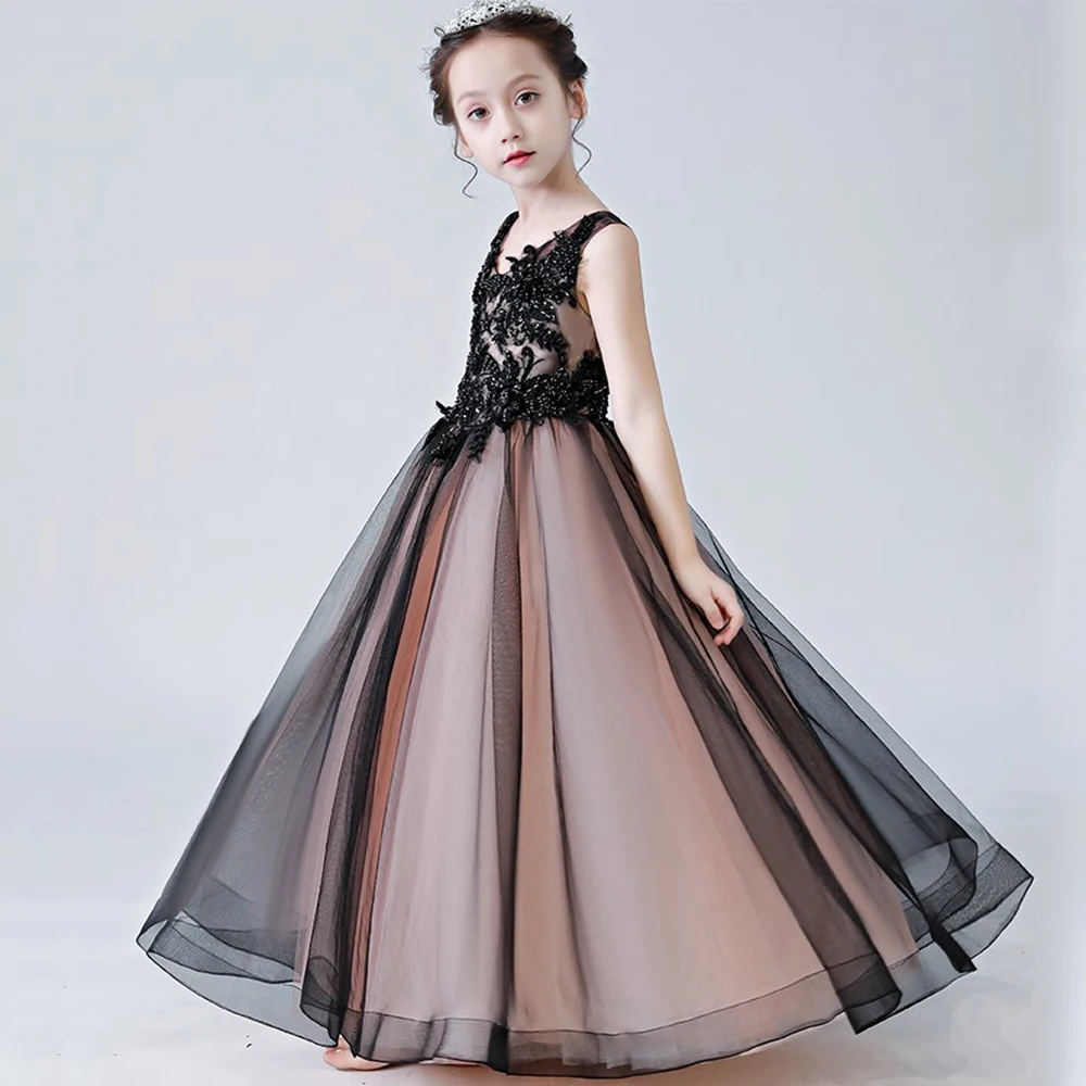 Top Trends: Dideyttawl Tulle Flower Girls Dress Wedding Party Princess Dress Kids Lace Appliques Birthday Party Dress Children's Vestidos Shoppable Styles