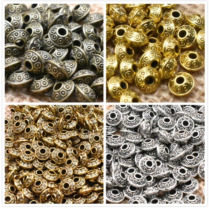 Top Trends: Yanqi 50pcs Tibetan Antique Metal Gold Color Oval UFO Beads Loose Spacer Beads For Jewelry Making DIY Charms Bracelet Shoppable Styles