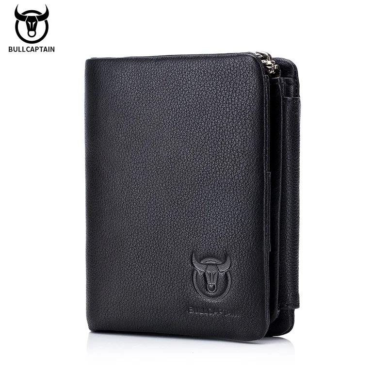 Top Trends: BULLCAPTAIN Brand Leather RFID Retro Wallet Men&#039;s Small Zipper Wallet Card Bag Men&#039;s Wallet Clutch Shoppable Styles