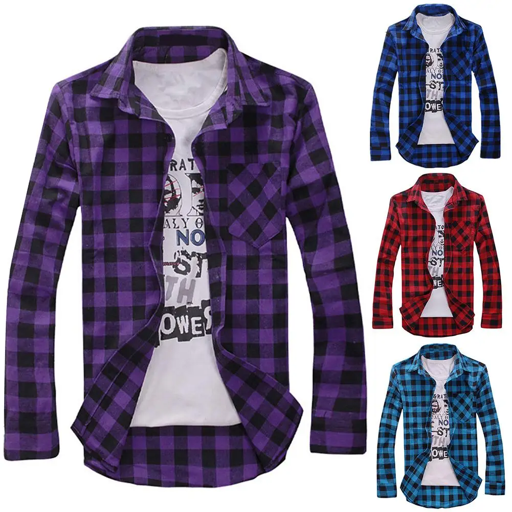 Top Trends: Men &#039;s Loose Plaid Shirt Casual Jacket Student Shirt Plaid Long Sleeve Shirt Spring And Autumn Loose Color Matching Male Shirt Shoppable Styles