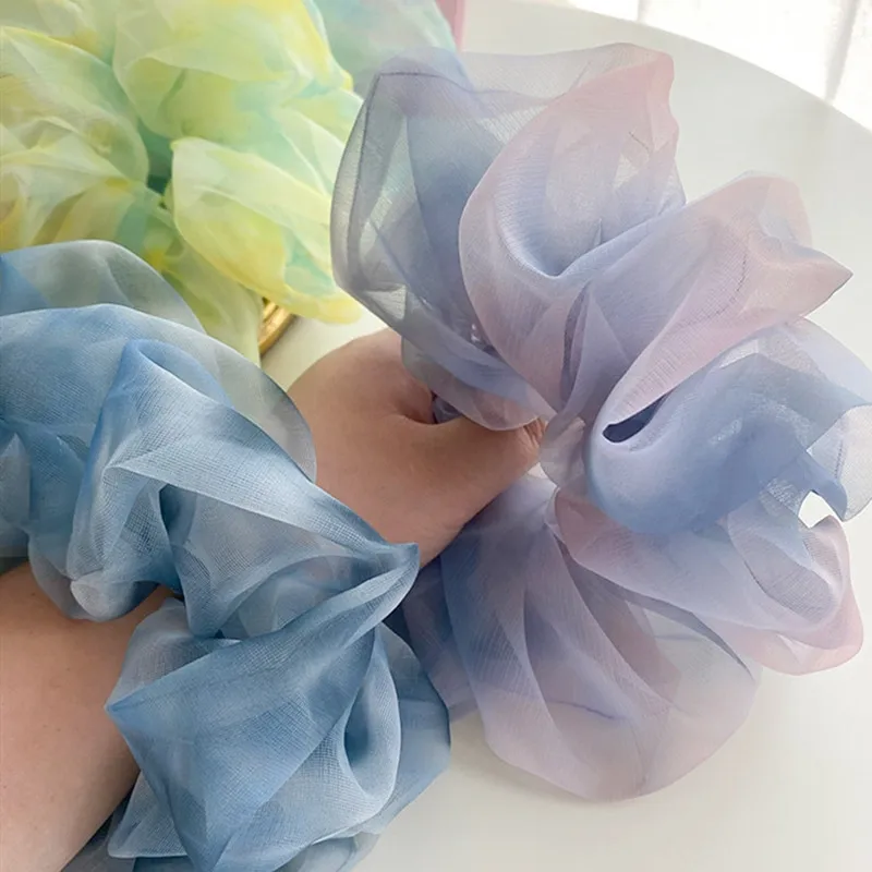 Top Trends: 1PC Spring Summer Net Yarn Hair Bow Scrunchies Large Organza Women Elastic Hair Band Ponytail Holder Hair Tie Girls Accessories Shoppable Styles - Image 4