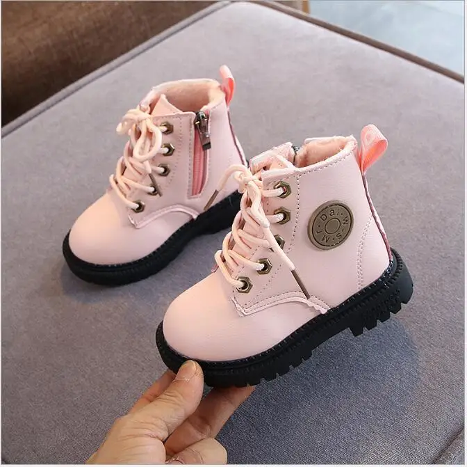 Top Trends: 2020 Autumn / Winter Children Boots Boys Girls Leather Boots Plush Fashion Waterproof Non-slip Warm Kids Boots Shoes 21-30 Shoppable Styles