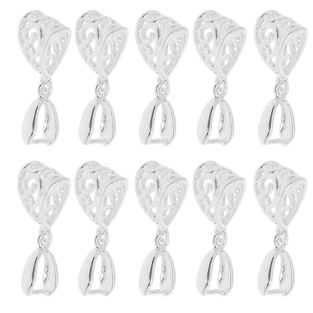 Top Trends: 10Pcs Silver Pendant Findings Bails Connectors Bale Pinch Clasps Jewelry Findings &amp; Components Charm Bail Beads DIY Crafts Shoppable Styles