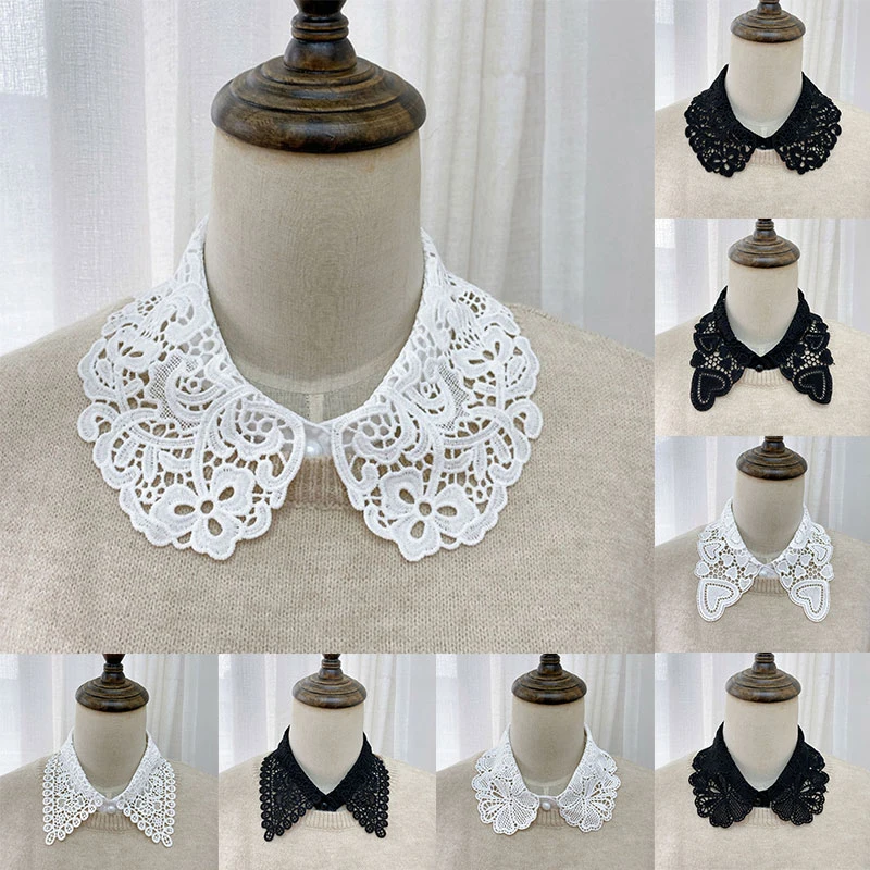 Top Trends: Lace False Collar Detachable Collar DIY Fake Collar Breathable Scarf Around Neck Flower Neckline Sweet Hollow Scarf Comfortable Shoppable Styles