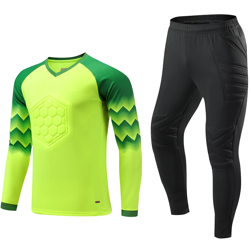 Top Trends: 2021 New Uniform Men's Football Training Goalkeeper Uniform Kids Soccer Jersey Set Long Sleeve Protective Sponge Shirt Pants Shoppable Styles