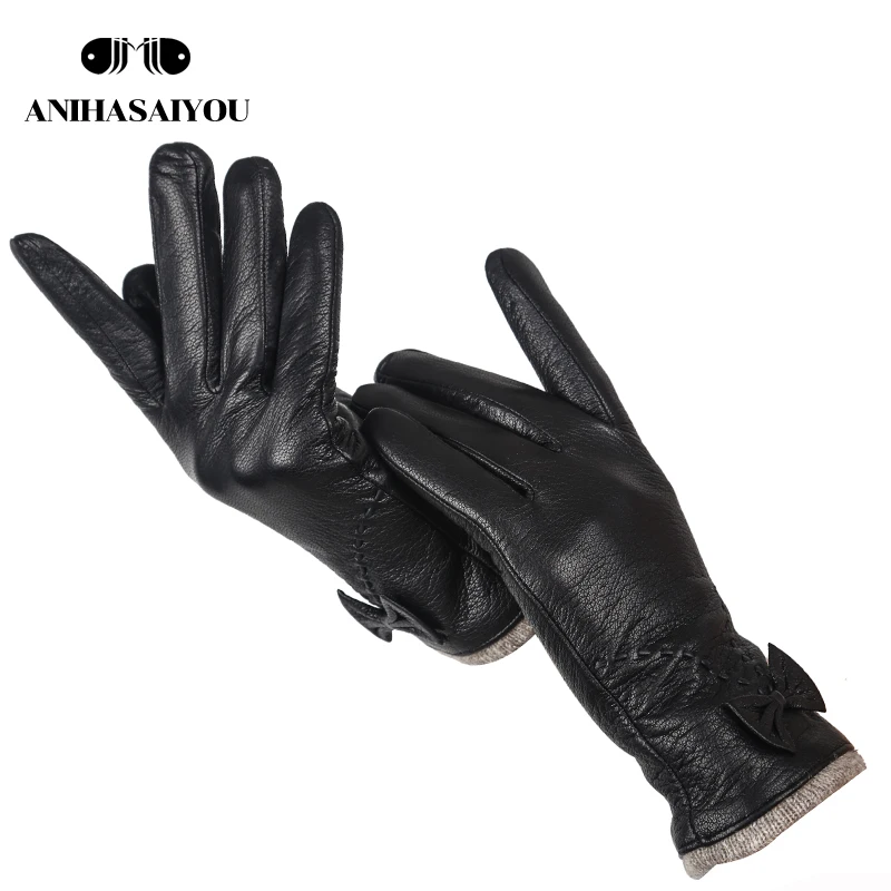 Top Trends: Top Grade Leather Gloves Women, sheepskin Genuine Leather Gloves Women, outdoor Winter Gloves Women -8030 Shoppable Styles