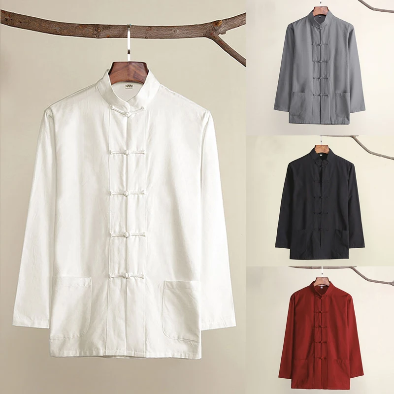 Top Trends: Umorden Cotton Traditional Chinese Tang Suit Top Clothes Men Long Sleeve Kung Fu Tai Chi Uniform Spring Autumn Shirt Blouse Coat Shoppable Styles