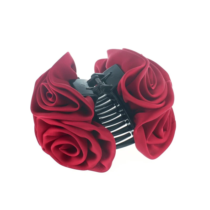 Top Trends: Pink Coffee Red Black Blue Cloth Alloy Acrylic Resin Roses Flowers Hair Claws Jaw Clips Headwear For Women Shoppable Styles