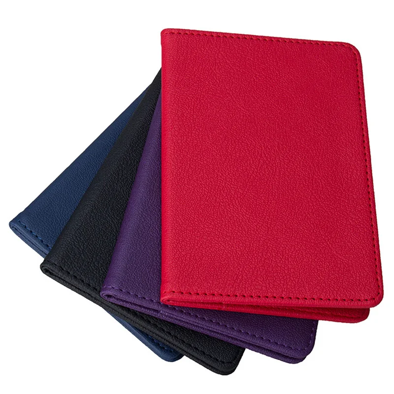 Top Trends: New Solid Color Travel Passport Holder Cover ID Card Ticket Pouch Bag Protector PU Leather Credit Card Red Blue Bags Cover Shoppable Styles