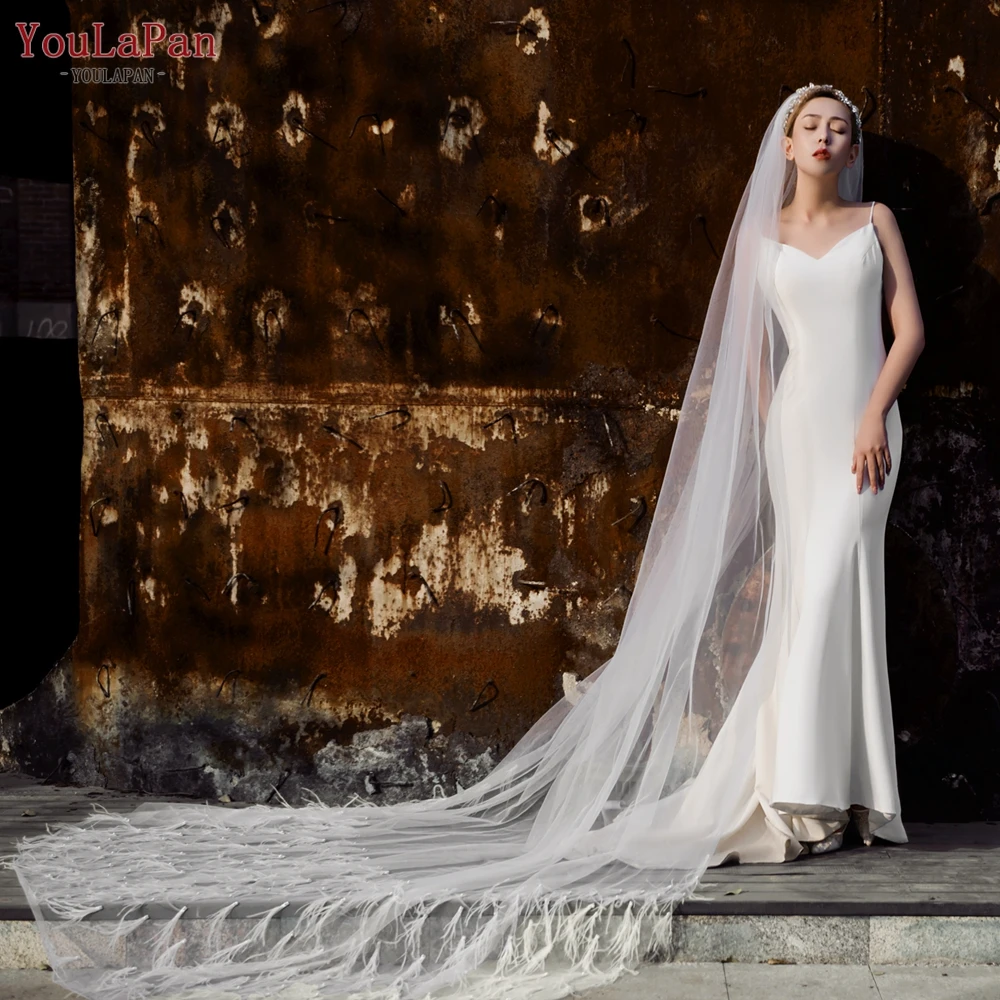 Top Trends: YouLaPan V22 3 Metre Long Wedding Veils 1 Tier Wedding Veil With 3D Feathers Luxury Cathedral Wedding Veil Soft Italian Tulle Shoppable Styles