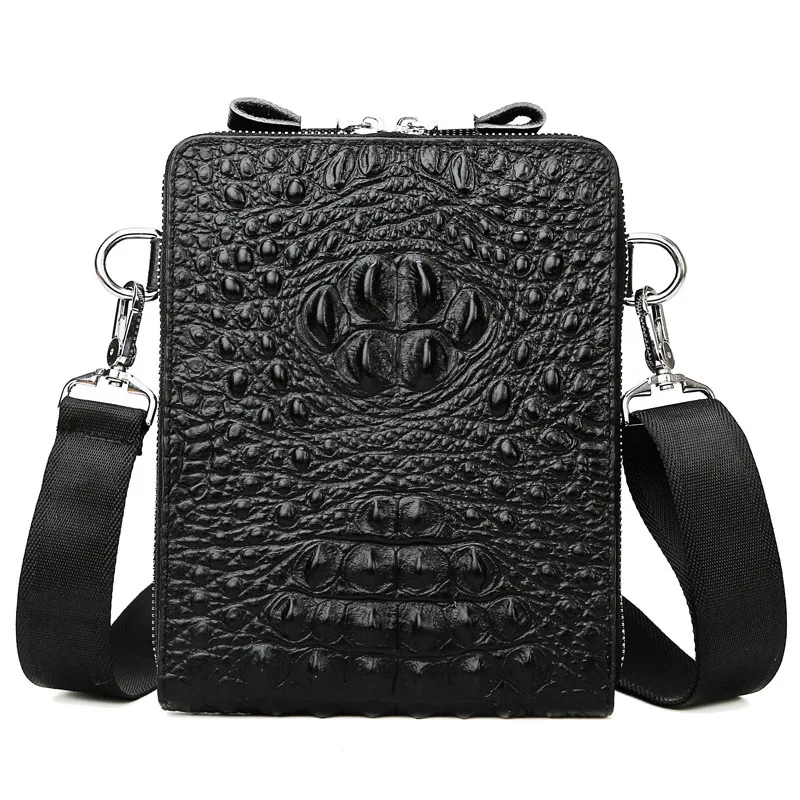 Top Trends: Crocodile Pattern Shoulder Bag Men's Genuine Leather Cross Body Bag IPad Holder High Quality Man Travel Tote Shoppable Styles