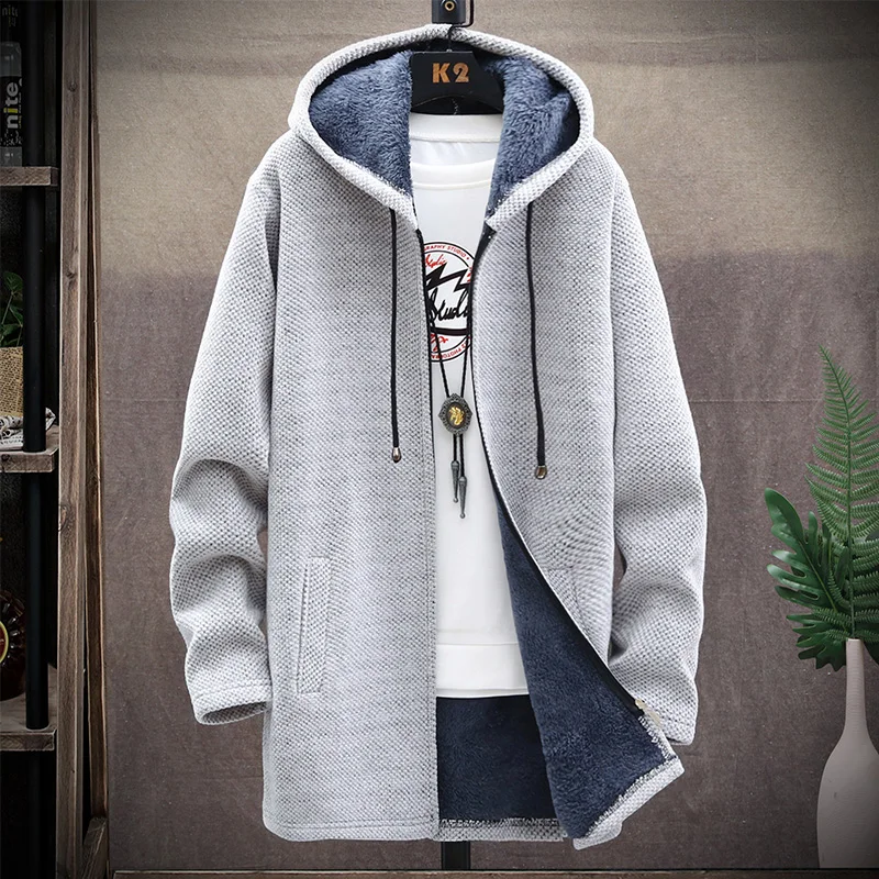 Top Trends: Zipper Jumper Cardigan Sweater Autumn / winter Long Coat Fleece Heavy Wool Hoodie Solid Chenille Men's Fashion Jacket Shoppable Styles - Image 3