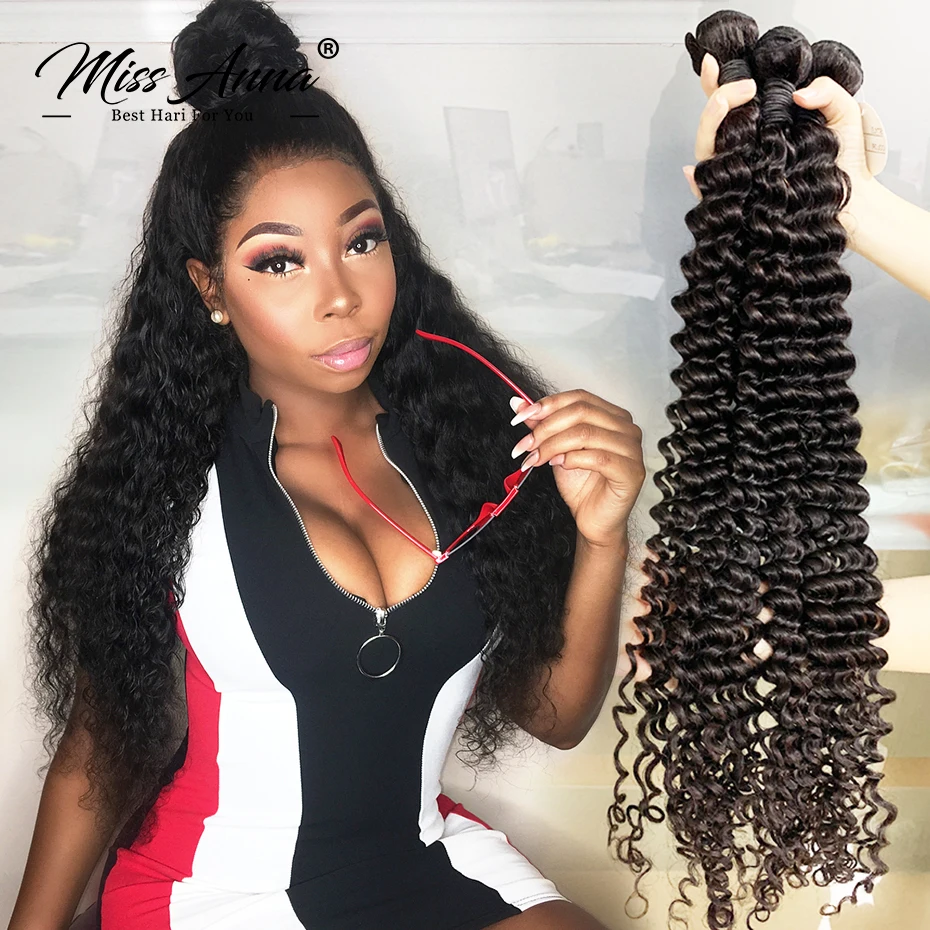 Top Trends: 8-34 36 38 Inch Brazilian Human Hair Bundles Deep Wave Hair Weave Natural Color Remy Human Hair Extension 1 / 3 / 4PC Shoppable Styles