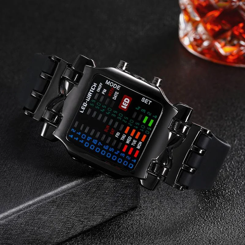 Top Trends: 2021 New Women Men Binary Watch Men Date Square Dial Casual Sport Plastic Band Watches Reloj Binario Men LED Digital Watch Shoppable Styles