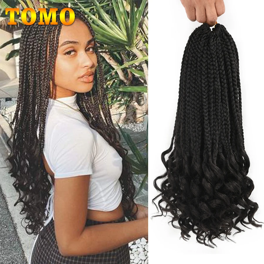 Top Trends: TOMO Box Braids Crochet Hair 14 18 24 Inch 3X Goddess Box Braids Crochet Braids With Curly Ends Ombre Synthetic Braiding Hair Shoppable Styles