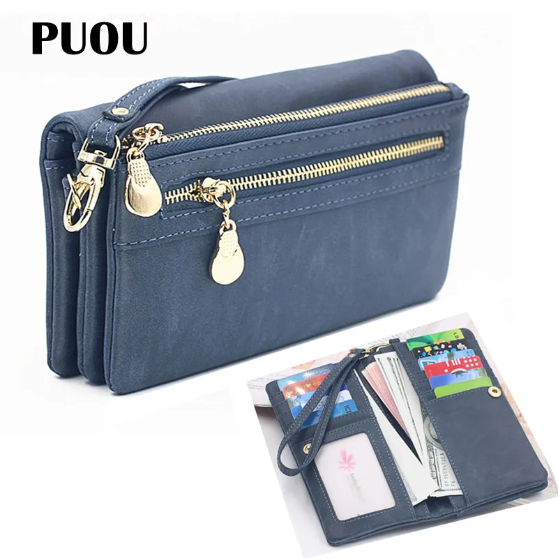 Top Trends: PUOU 2020 Fashion Zipper Purses Women's Wallets Envelop Long Wallet Women Long Section Clutch Wallet Soft PU Leather Money Bag Shoppable Styles