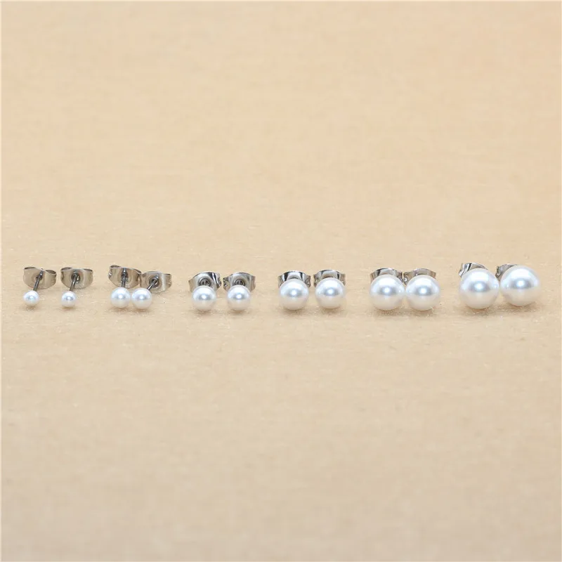 Top Trends: Brief Style Titanium Steel With ABS Imitation Pearl Pearls Stud Earrings 3mm To 8mm No Fade Allergy Free Shoppable Styles