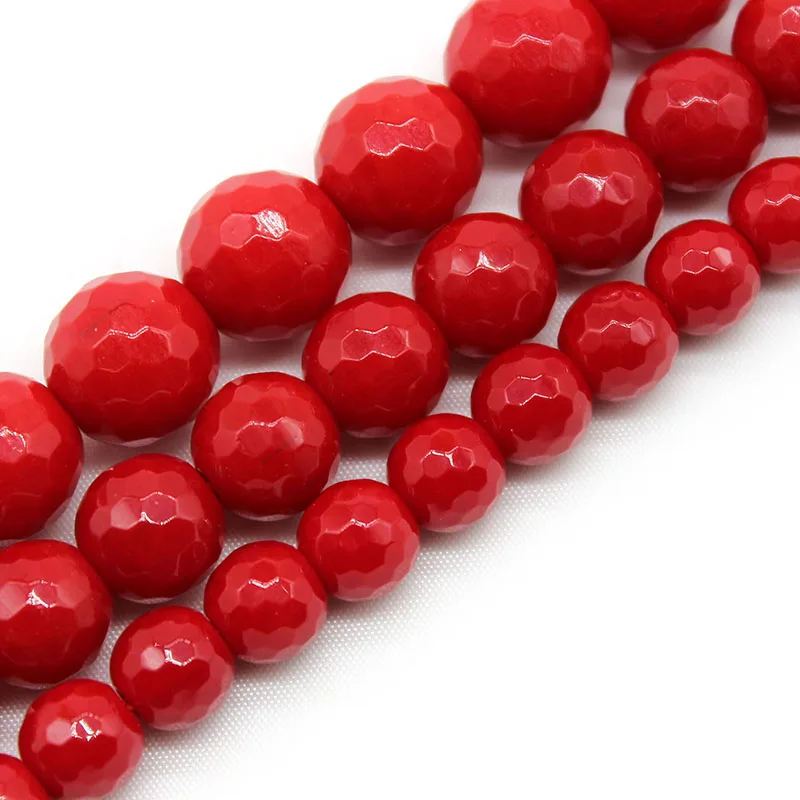 Top Trends: Natural Faceted Red Coral Stone Round Loose Spacer Beads 6 / 8 / 10mm Jewelry Handmade Necklace Bracelets DIY Making Accessories 15 Shoppable Styles