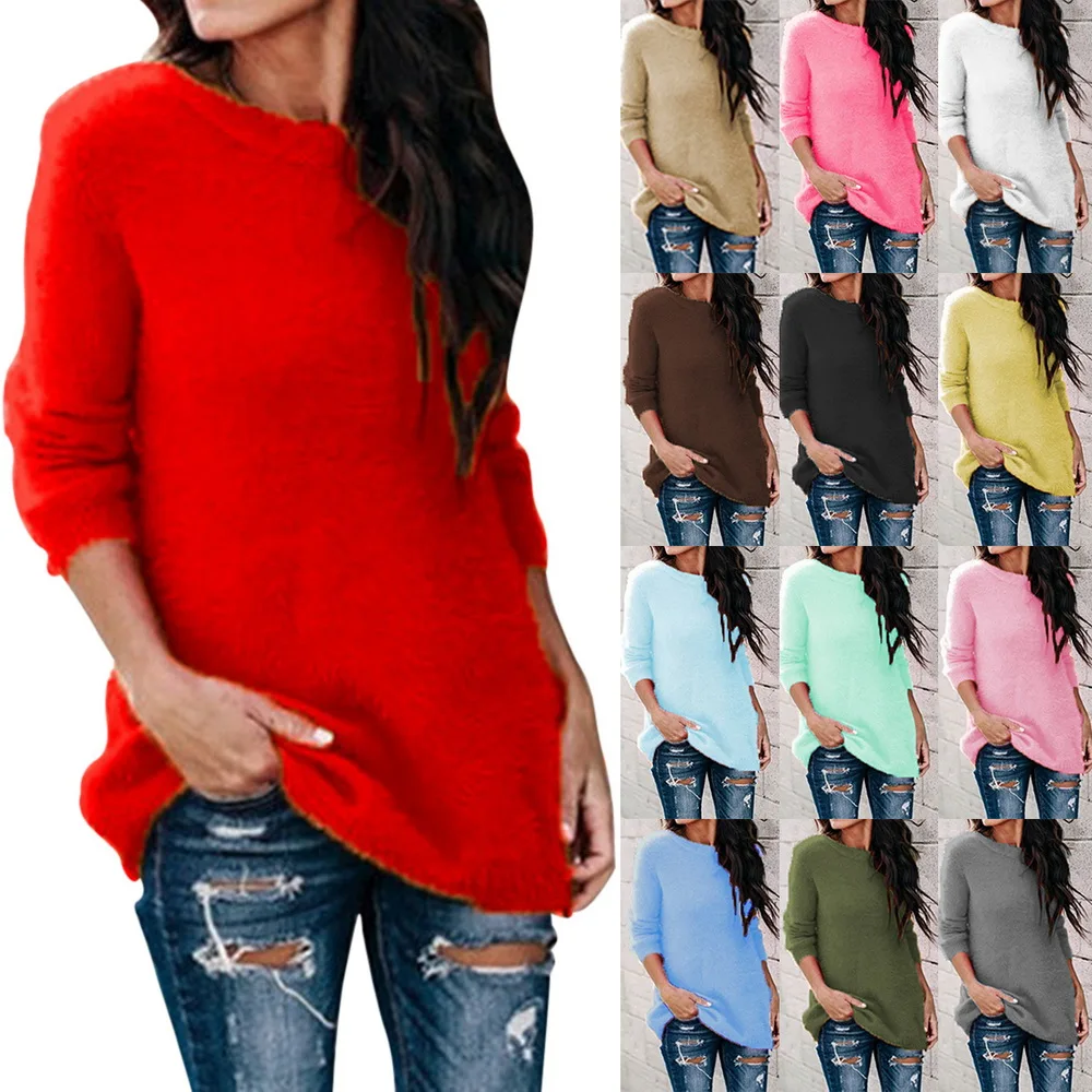 Top Trends: New Autumn Winter Sweater Women Solid Color Long Sleeve Warm Knitted Sweater Casual O-Neck Pullover Female Jumpers Plus Size 5XL Shoppable Styles