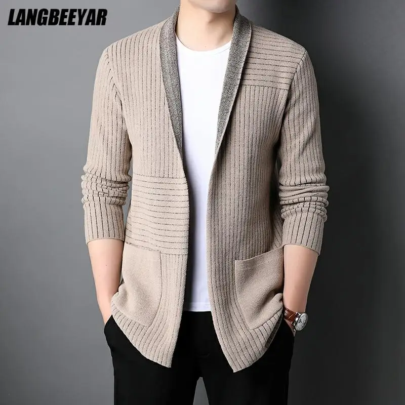 Top Trends: New Autum Winter Brand Fashion Knit Japanese Street Wear Mens Long Cardigan Retro Sweater Casual Coats Jacket Men Clothing Shoppable Styles