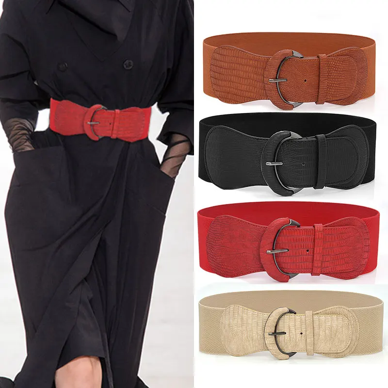 Top Trends: Fashion Women Wide Elastic Waist Belt Dress Belt Accessories Stretch Elastic Wide Corset Waist Metal Buckle Female Cummerbund Shoppable Styles