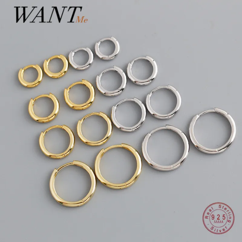 Top Trends: WANTME Real 925 Sterling Silver Minimalist Bohemian Round Ear Buckle For Women Punk Unisex Rock Hoop Earring Jewelry Accessories Shoppable Styles