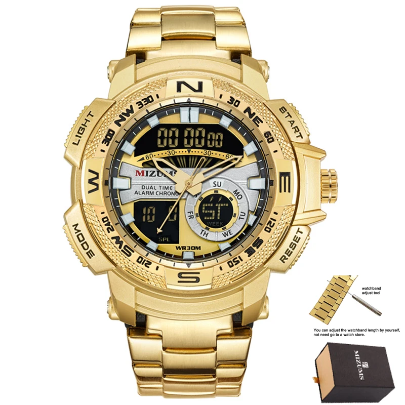 Top Trends: 30m Waterproof Mens Sports Watches Luxury Brand Quartz Watch Men Gold Steel Digital Male Clock Cool Military Relogio Masculino Shoppable Styles