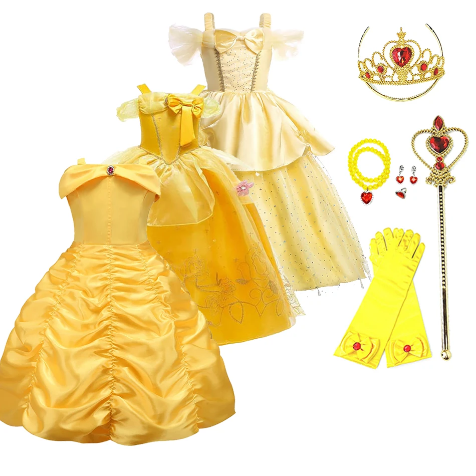 Top Trends: Kids Princess Dresses Girls Belle Party Costume Children Christmas Birthday Flower Clothes Beauty And The Beast Fancy Disguise Shoppable Styles