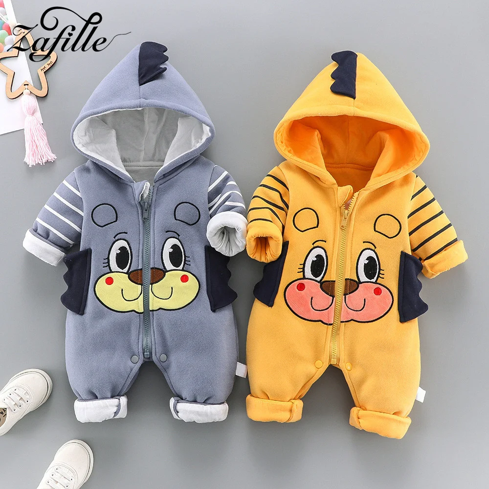 Top Trends: ZAFILLE Newborn Baby Winter Clothes Cartoon Bear Toddler Boy Clothes Zipper Hooded Boys Romper Baby Costume Winter Jumpsuit Kids Shoppable Styles