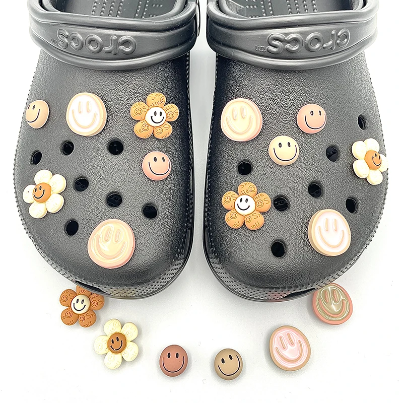 Top Trends: Original Designer Kawaii Cartoon Smiley Face Resin Jibz Shoe Charms DIY Decoration Accessories For Kids Croc Clog Shoe Ornaments Shoppable Styles