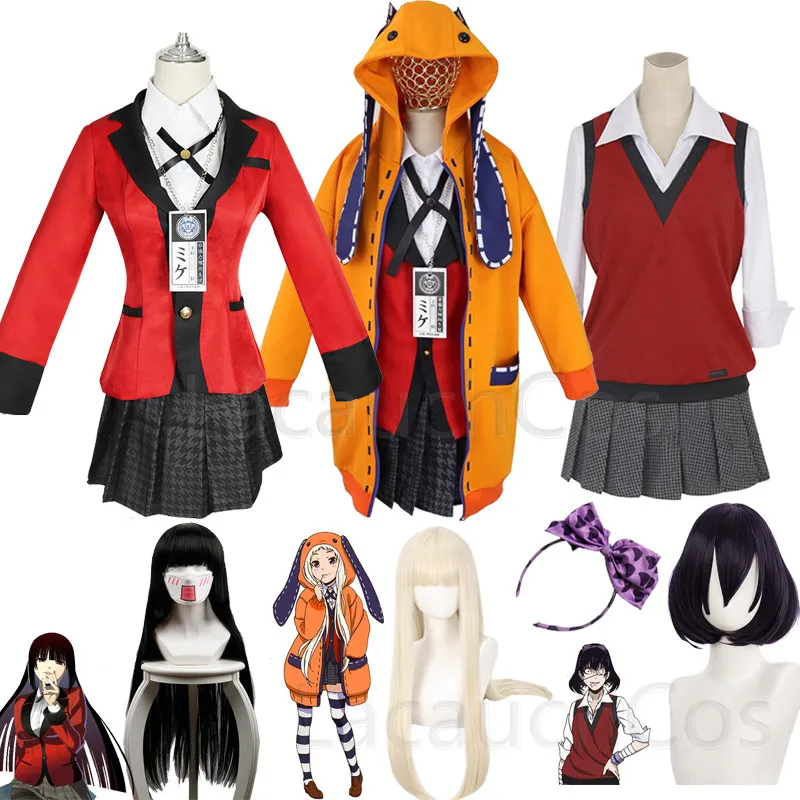 Top Trends: Jabami Yumeko Cosplay Compulsive Gambler Yumeko Jabami And Ikishima Midari JK Uniform Wig Free Headwear Schoolgirl School Suit Shoppable Styles