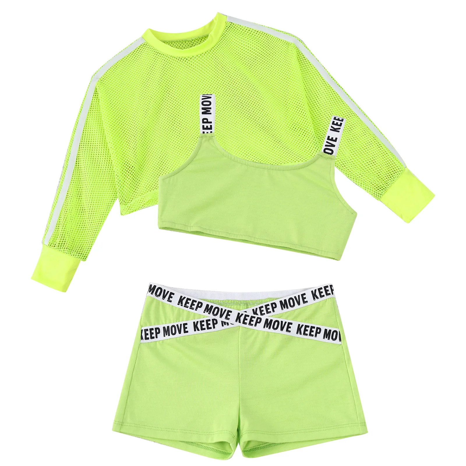 Top Trends: Hip Hop Girls Clothing Jazz Costumes Kids Tracksuit Suit Sport Bra Vest Crop Top With Net Cover Up Tops And Shorts Dance Outfits Shoppable Styles