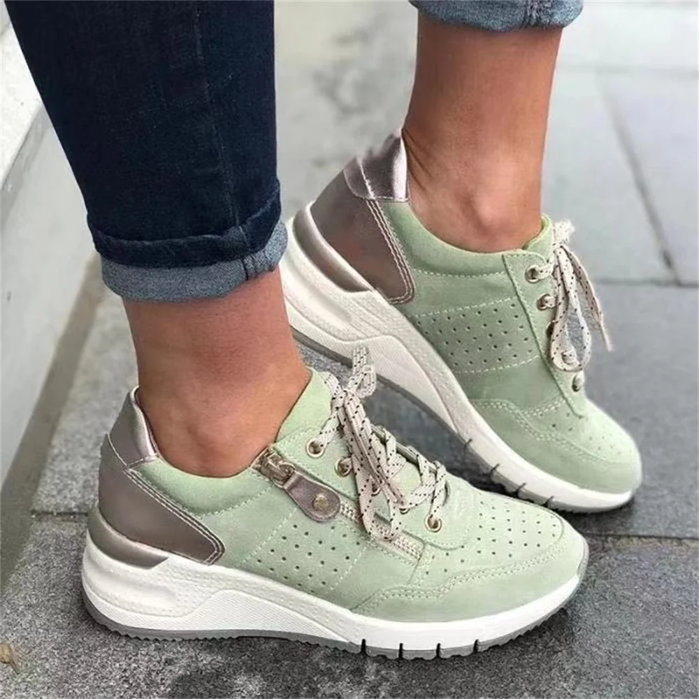 Top Trends: New Woman Vulcanize Shoes 2024 Spring Fashion Flower Ladies Wedge Lace Up Casual Shoes 35-43 Large-Sized Female Sneakers Shoppable Styles - Image 6