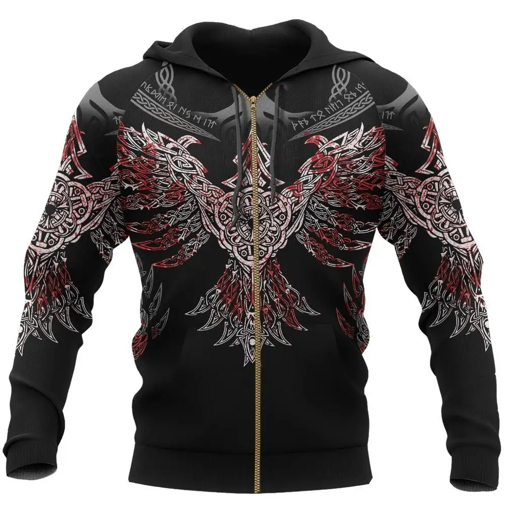 Top Trends: Tattoo Pullover Hoodie Raven Of Odin 3D Printed Mens Zip Up Hoodie Harajuku Streetwear Unisex Casual Jacket Tracksuits KJ0140 Shoppable Styles - Image 6